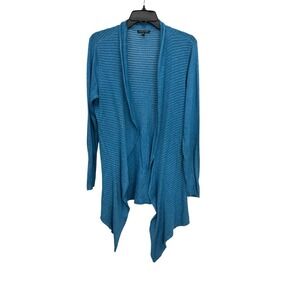 Eileen‎ Fisher Cardigan Small Linen Blend Blue Open Sweater Italian Yarn #ST2-8